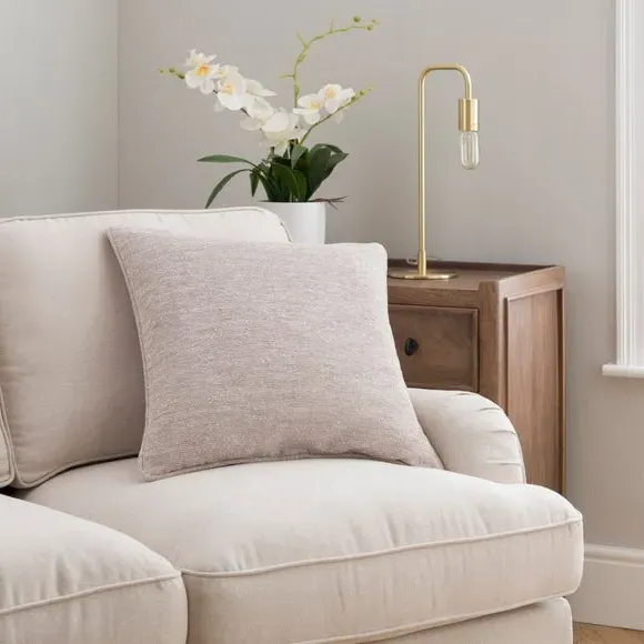 Cushion with Removable Cover - Natural, Boucle