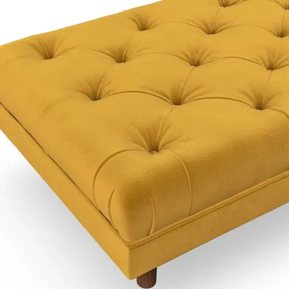Cushioned Footstool - Amber Gold, Velvet