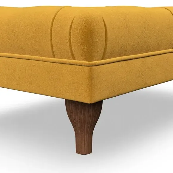 Cushioned Footstool - Amber Gold, Velvet