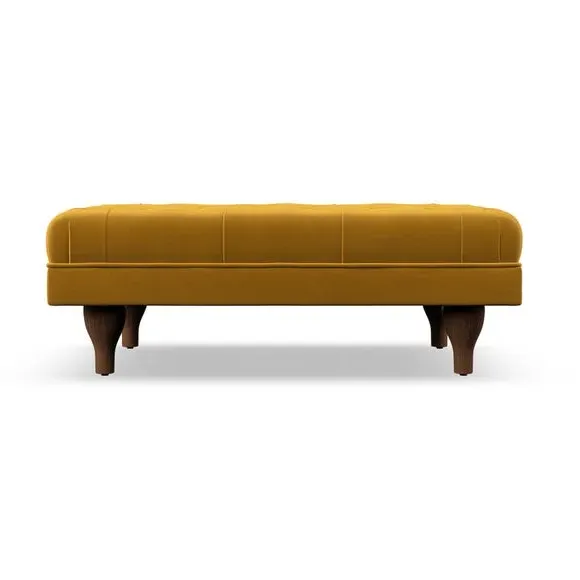 Cushioned Footstool - Amber Gold, Velvet