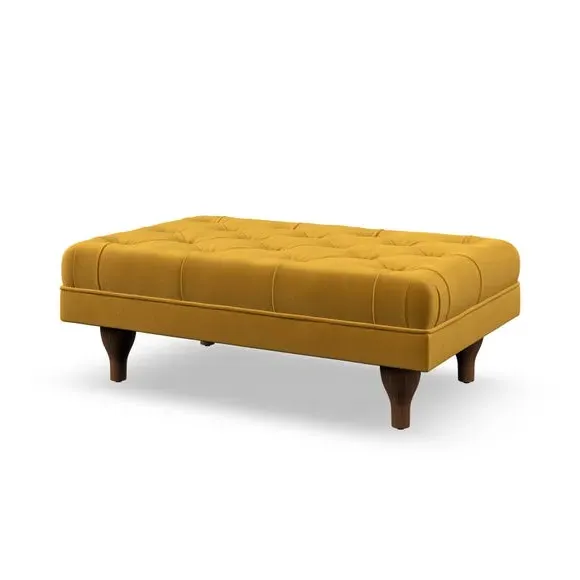 Cushioned Footstool - Amber Gold, Velvet