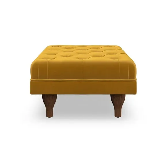 Cushioned Footstool - Amber Gold, Velvet