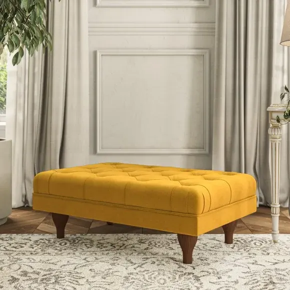 Cushioned Footstool - Amber Gold, Velvet image