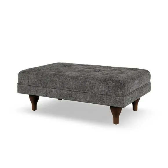 Cushioned Footstool - Charcoal, Chenille