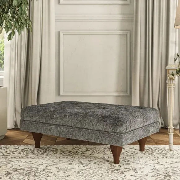 Cushioned Footstool - Charcoal, Chenille