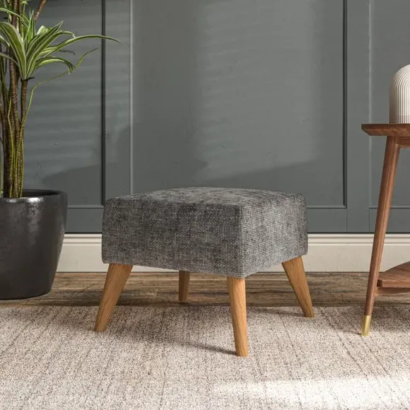 Cushioned Footstool - Charcoal, Chenille image