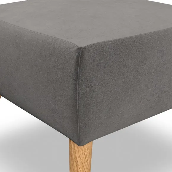 Cushioned Footstool - Charcoal, Velvet