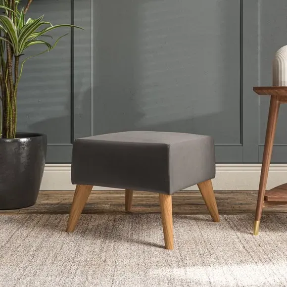 Cushioned Footstool - Charcoal, Velvet