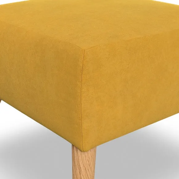 Cushioned Footstool - Gold, Velvet