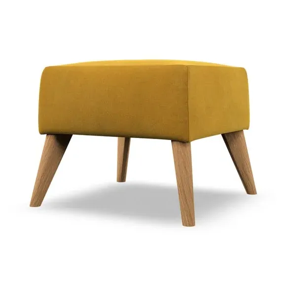 Cushioned Footstool - Gold, Velvet