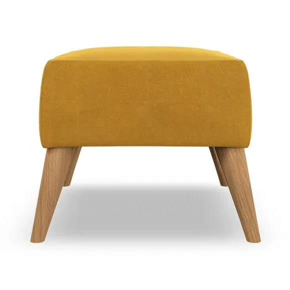 Cushioned Footstool - Gold, Velvet