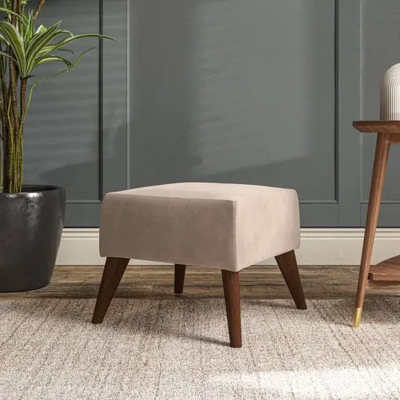 Cushioned Footstool - Natural, Velvet