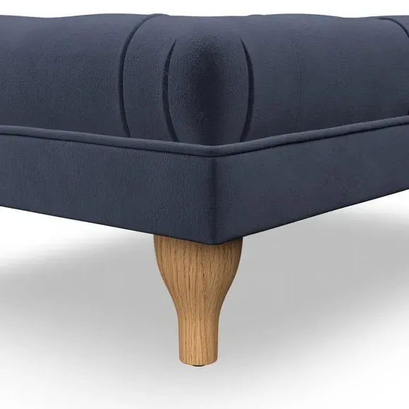 Cushioned Footstool - Navy, Velvet