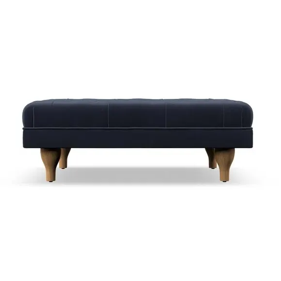 Cushioned Footstool - Navy, Velvet