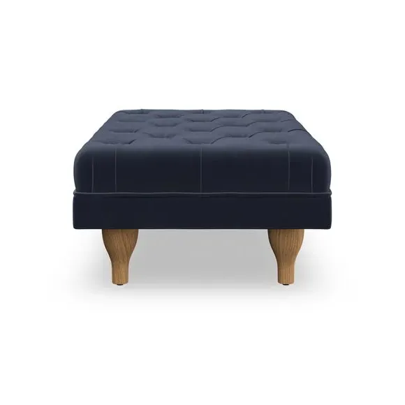 Cushioned Footstool - Navy, Velvet