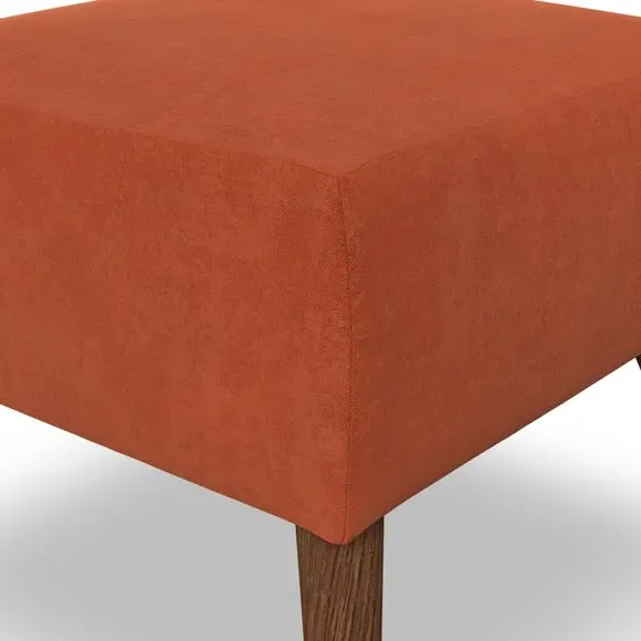 Cushioned Footstool - Orange, Velvet