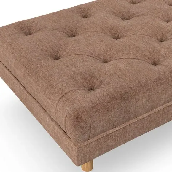 Cushioned Footstool - Soft Clay, Chenille