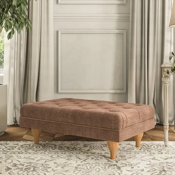 Cushioned Footstool - Soft Clay, Chenille