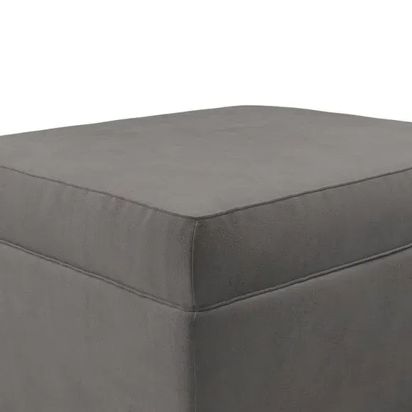 Cushioned Footstool with Turned Legs - Charcoal