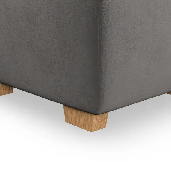 Cushioned Footstool with Turned Legs - Charcoal