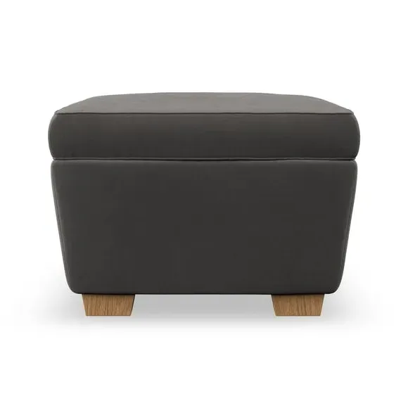 Cushioned Footstool with Turned Legs - Charcoal