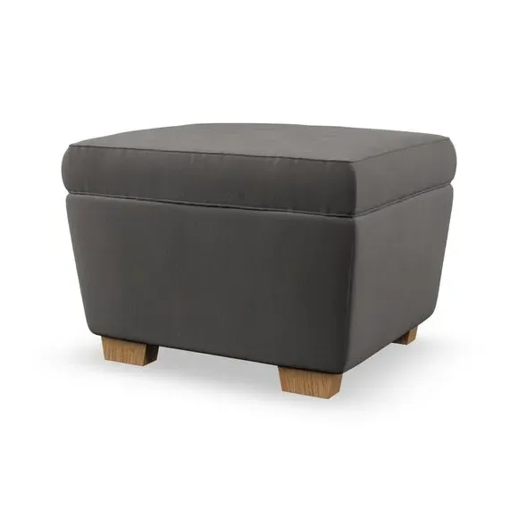 Cushioned Footstool with Turned Legs - Charcoal