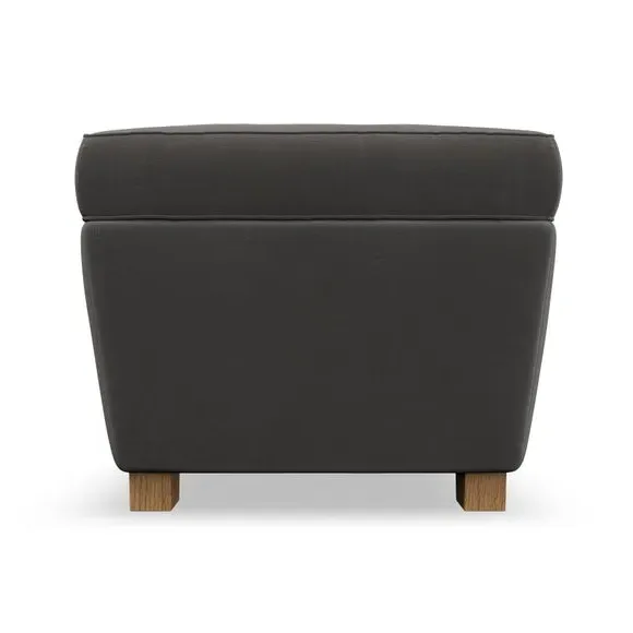 Cushioned Footstool with Turned Legs - Charcoal