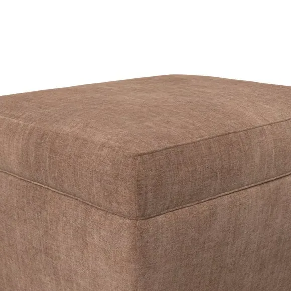 Cushioned Footstool with Turned Legs - Clay