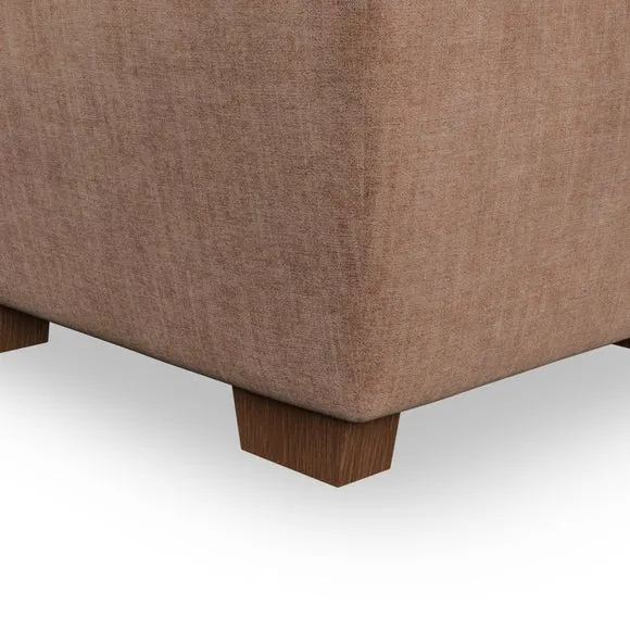 Cushioned Footstool with Turned Legs - Clay