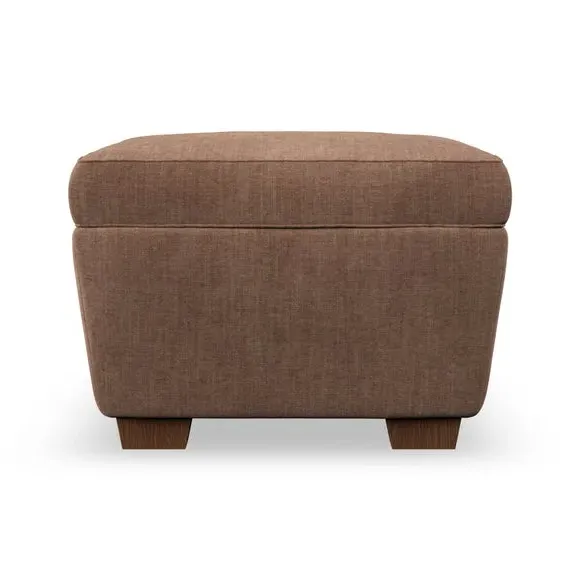 Cushioned Footstool with Turned Legs - Clay