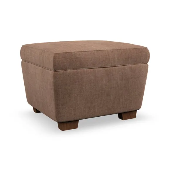 Cushioned Footstool with Turned Legs - Clay