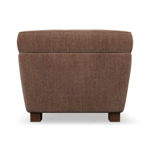 Cushioned Footstool with Turned Legs - Clay