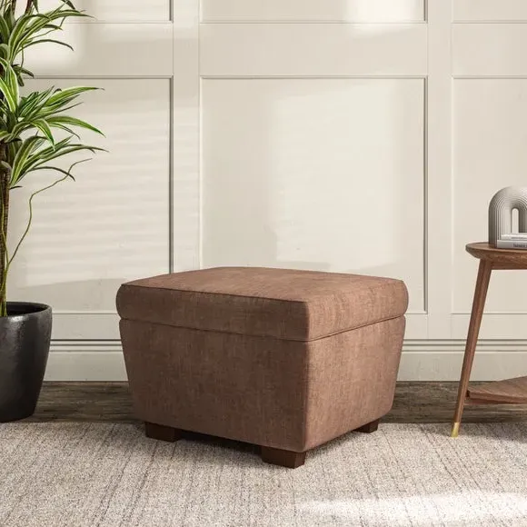 Cushioned Footstool with Turned Legs - Clay