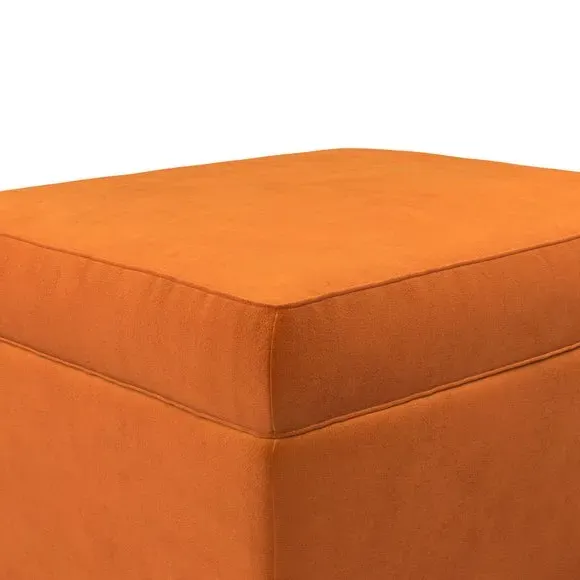 Cushioned Footstool with Turned Legs - Ginger
