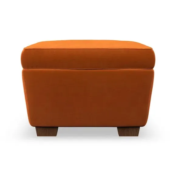 Cushioned Footstool with Turned Legs - Ginger