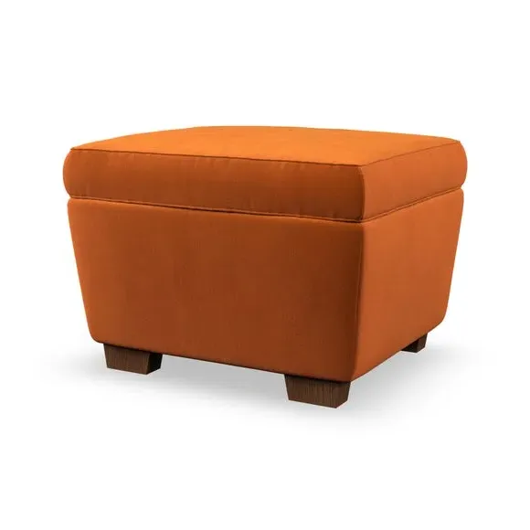 Cushioned Footstool with Turned Legs - Ginger