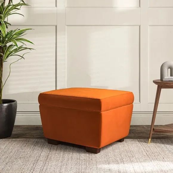 Cushioned Footstool with Turned Legs - Ginger