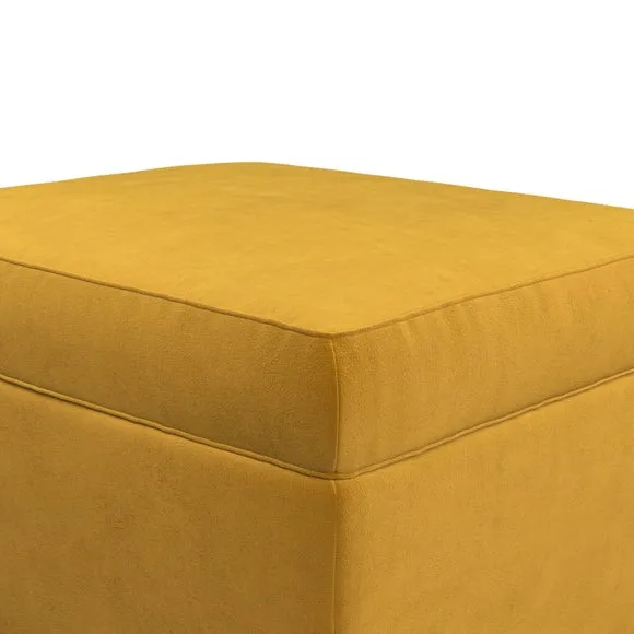 Cushioned Footstool with Turned Legs - Gold