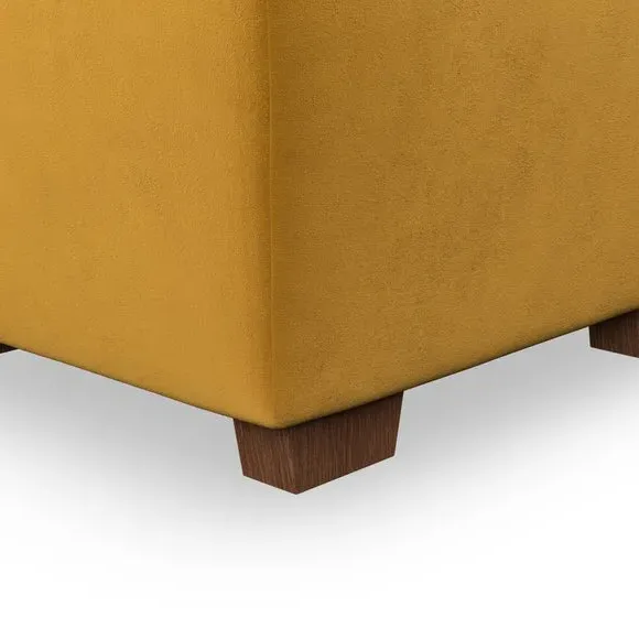 Cushioned Footstool with Turned Legs - Gold