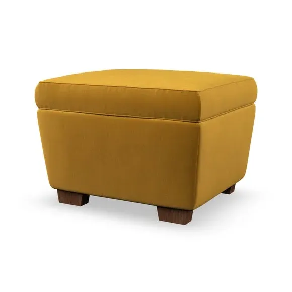 Cushioned Footstool with Turned Legs - Gold