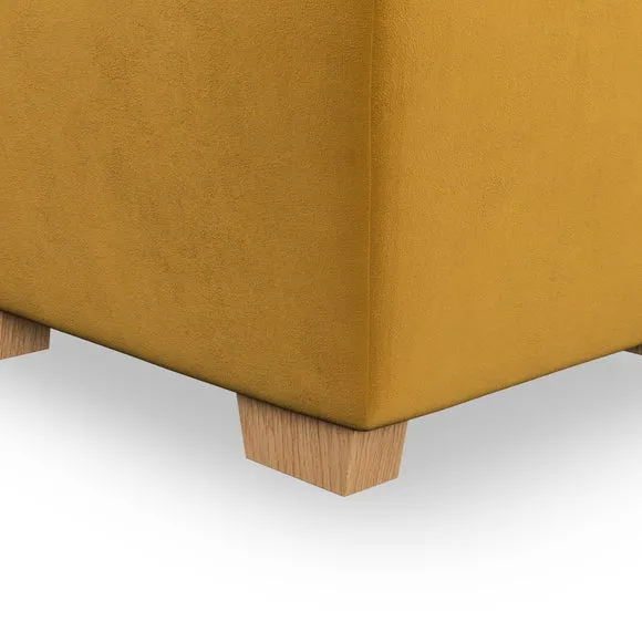 Cushioned Footstool with Turned Legs - Gold