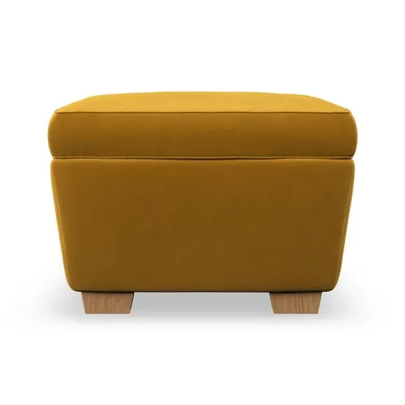 Cushioned Footstool with Turned Legs - Gold