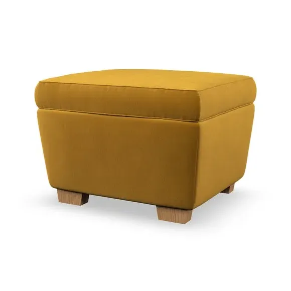 Cushioned Footstool with Turned Legs - Gold