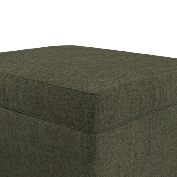 Cushioned Footstool with Turned Legs - Green