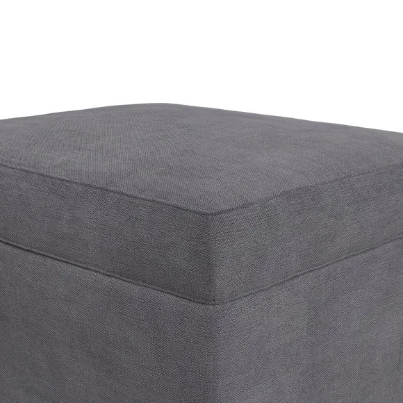 Cushioned Footstool with Turned Legs - Grey