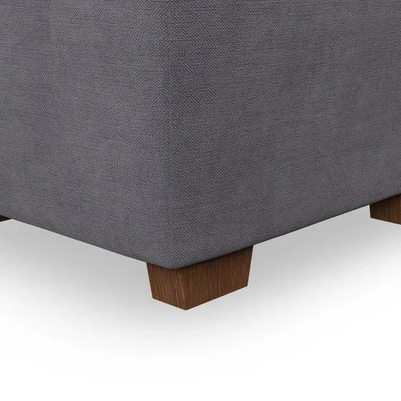 Cushioned Footstool with Turned Legs - Grey