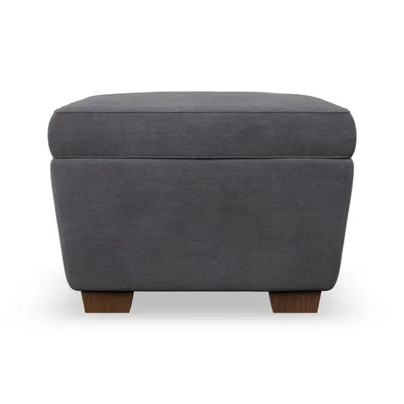 Cushioned Footstool with Turned Legs - Grey