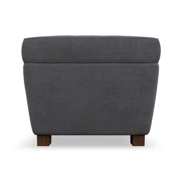 Cushioned Footstool with Turned Legs - Grey