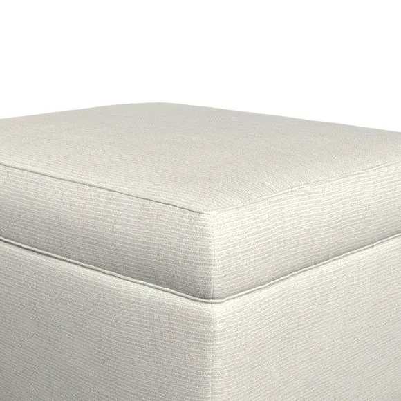 Cushioned Footstool with Turned Legs - Ivory