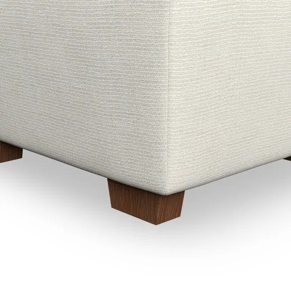 Cushioned Footstool with Turned Legs - Ivory